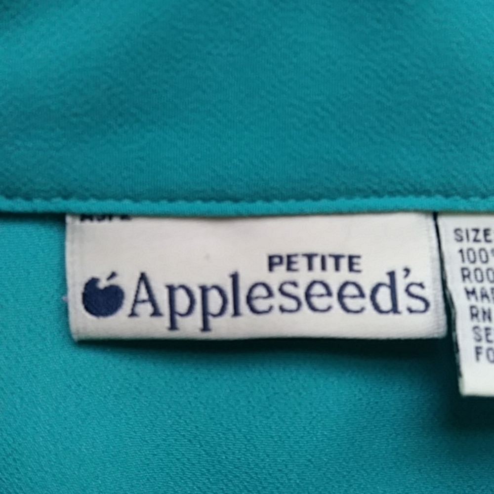 Appleseed's Petite Button Down Blouse Shirt 6 Petite Green - Picture 2 of 13